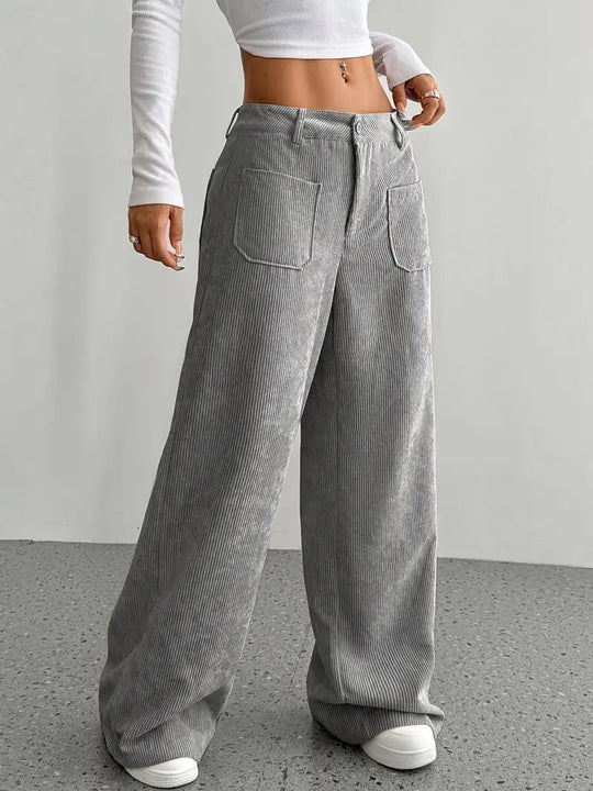 Luisa | Trendy corduroy pants with high waist