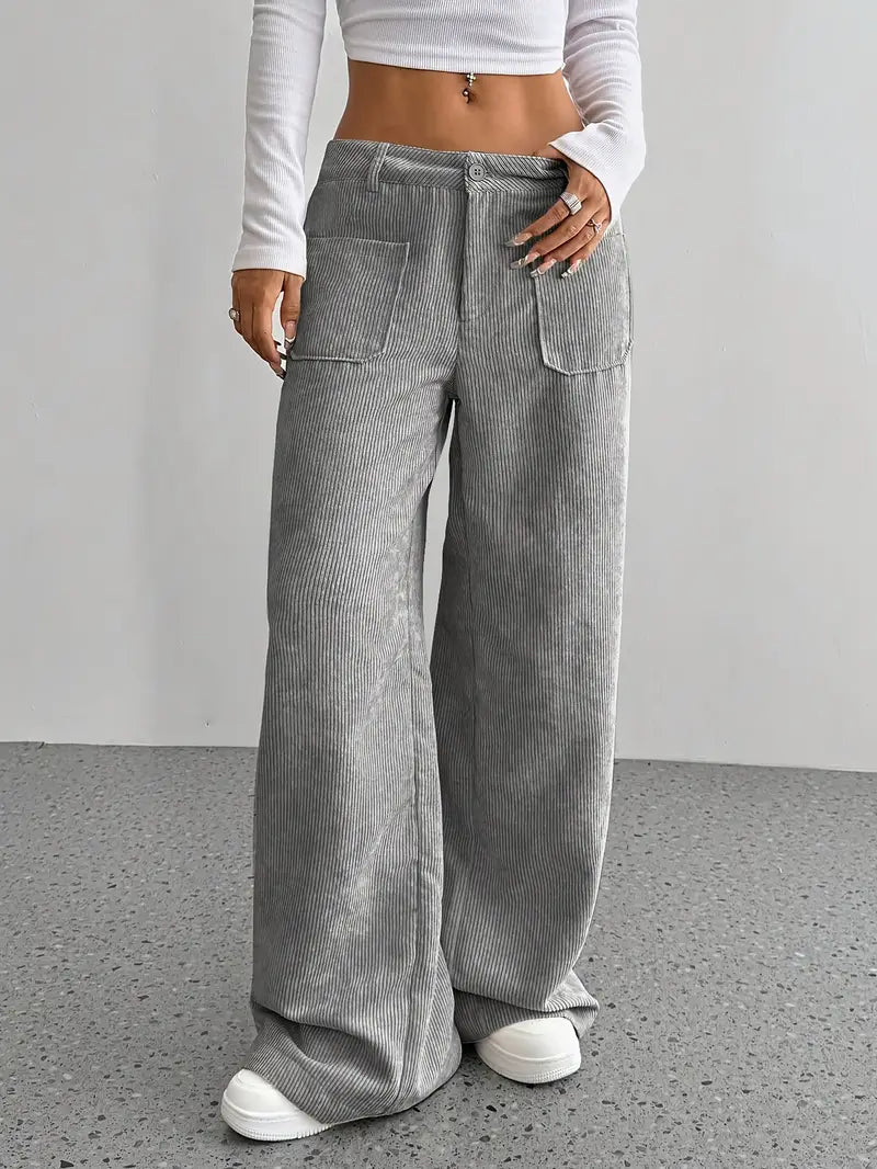 Luisa | Trendy corduroy pants with high waist