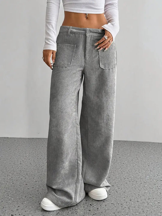 Luisa | Trendy corduroy pants with high waist