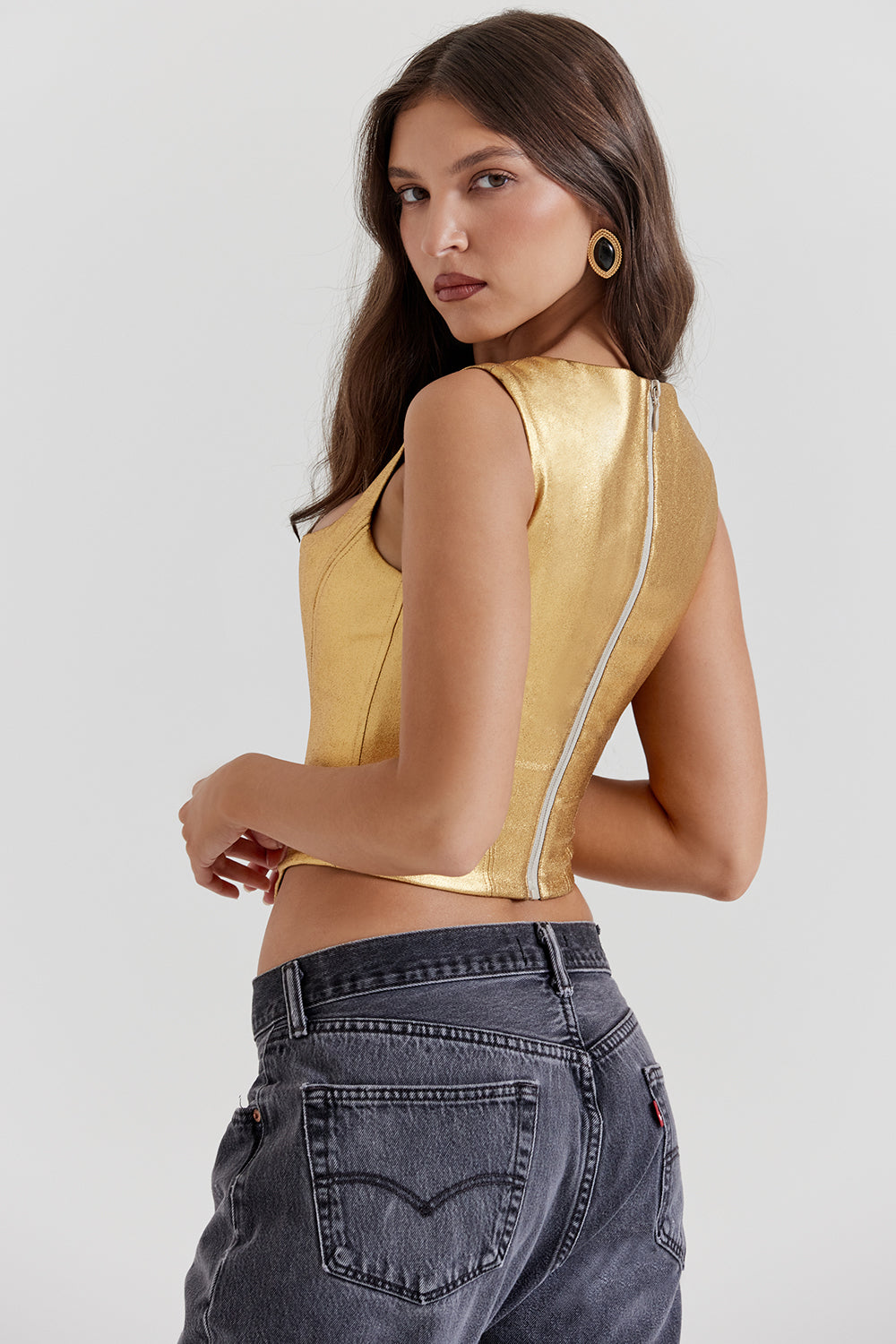 Liora | Top corsetto metallico elegante