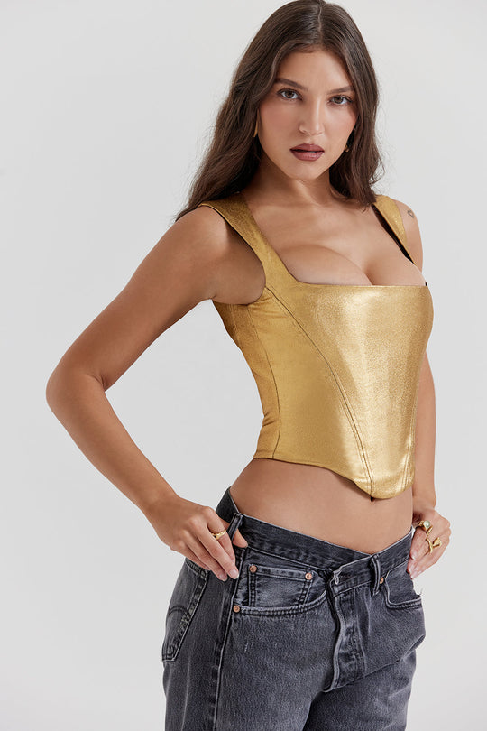 Liora | Top corsetto metallico elegante