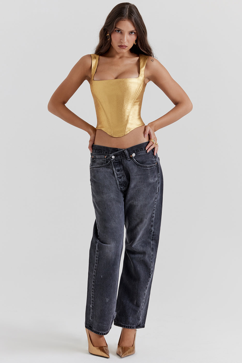 Liora | Top corsetto metallico elegante