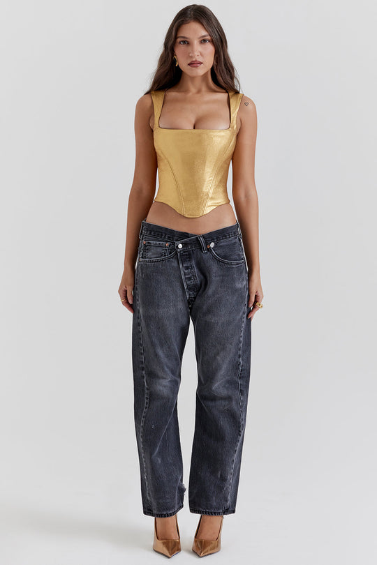 Liora | Top corsetto metallico elegante