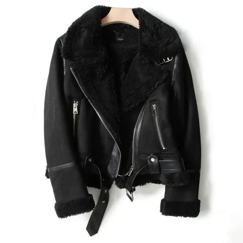 Sanne - Trendige Bikerjacke mit Kunstpelz