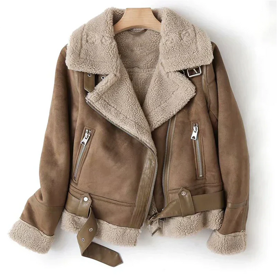 Sanne - Trendy Biker Jacket With Faux Fur