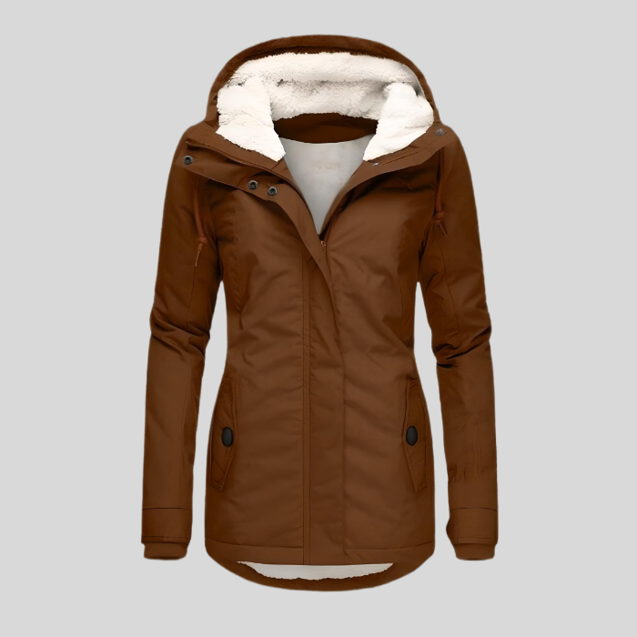 Mila - Warm Winter Coat with Quilted Design and Hood