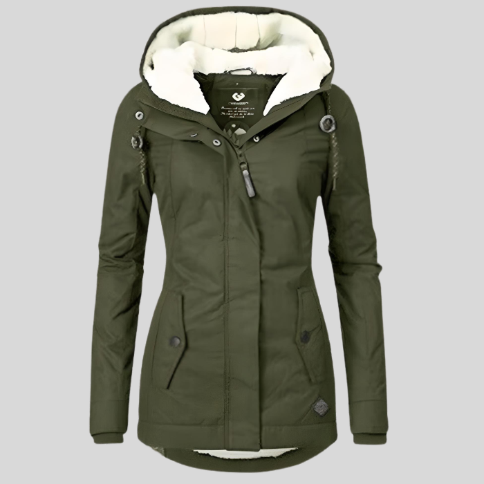 Mila - Warm Winter Coat with Quilted Design and Hood
