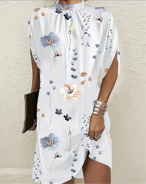 Mandy | Botanischer Druck kurze Kleid