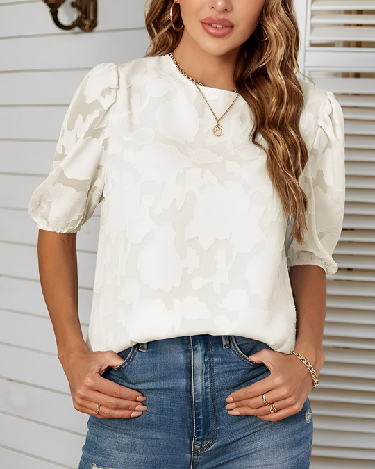 Manuela | Elegant blouse with puff sleeves made of chiffon