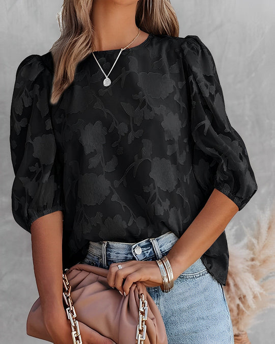 Manuela | Elegant blouse with puff sleeves made of chiffon