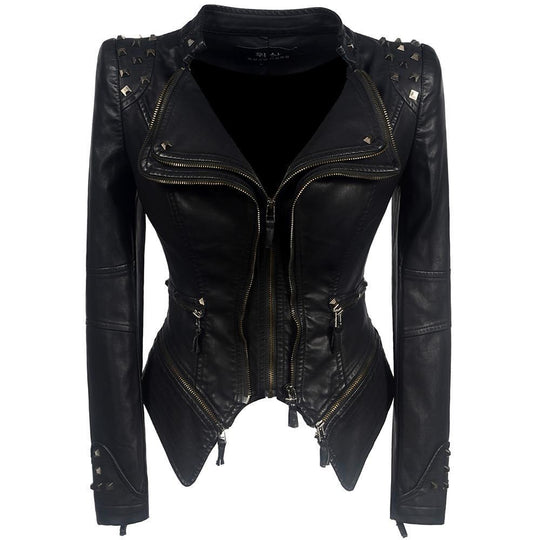Manuela | Slim faux leather biker jacket