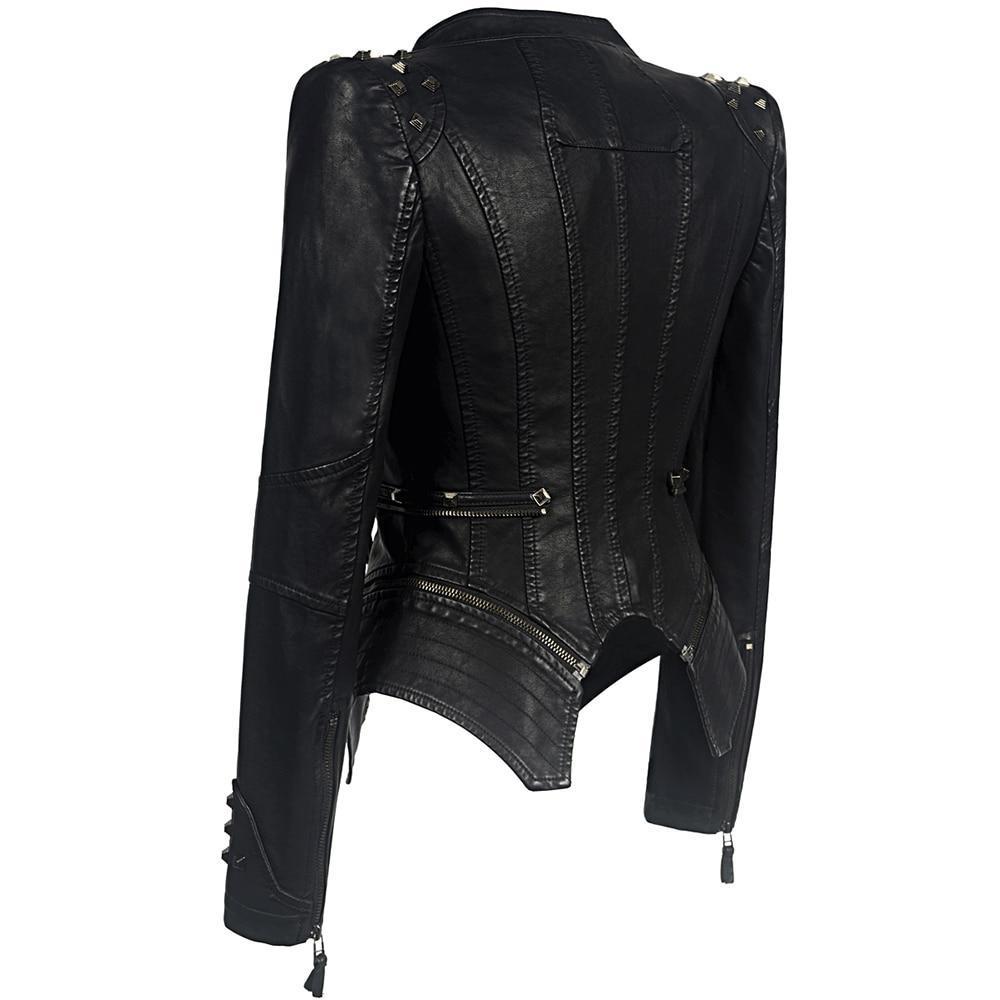 Manuela | Slim faux leather biker jacket