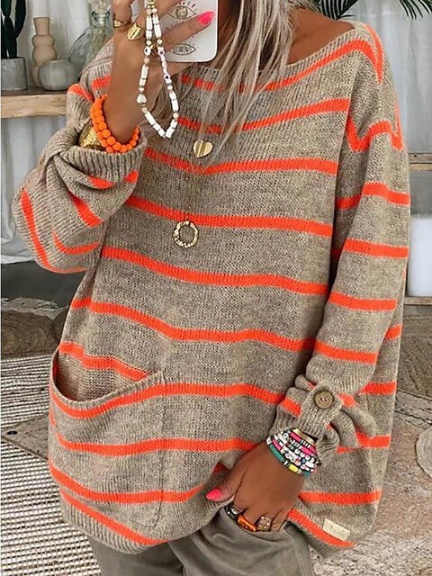 Maria | Casual striped chunky knit sweater