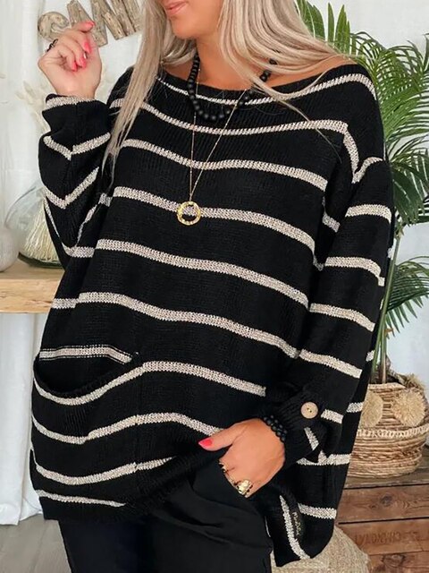 Maria | Casual striped chunky knit sweater