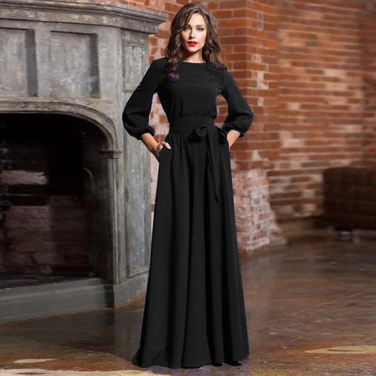 Maria | Elegante abito lungo a maniche lunghe maxi