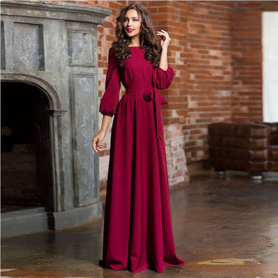 Maria | Elegante abito lungo a maniche lunghe maxi