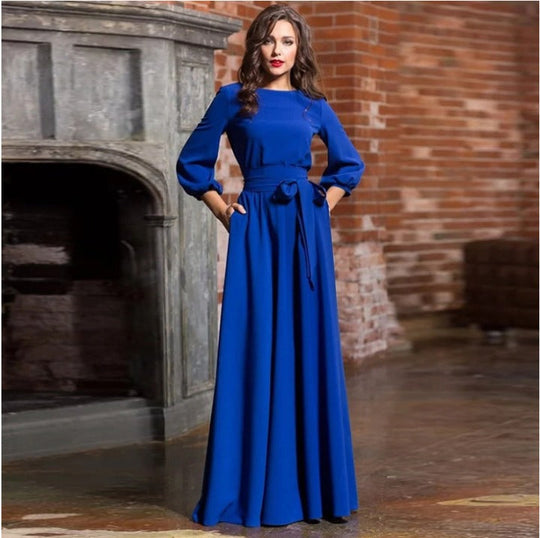Maria | Elegante abito lungo a maniche lunghe maxi