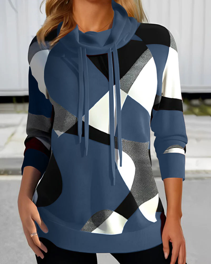 Maria | Geometrischer Hoodie mit langen Ärmeln