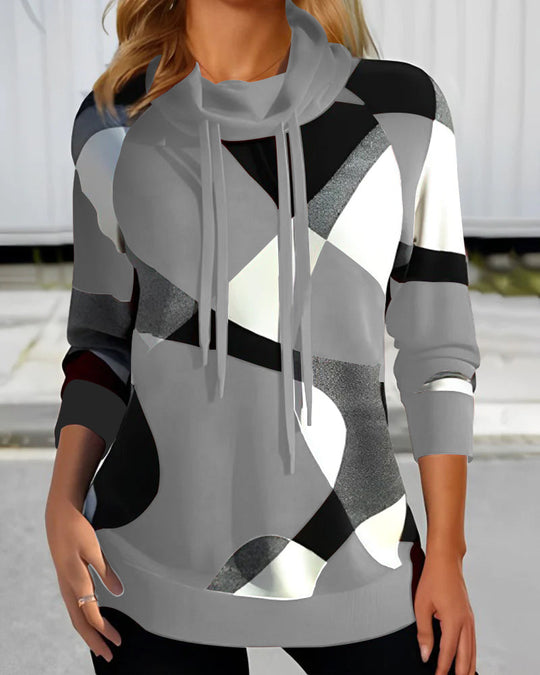 Maria | Geometric hoodie with long sleeves