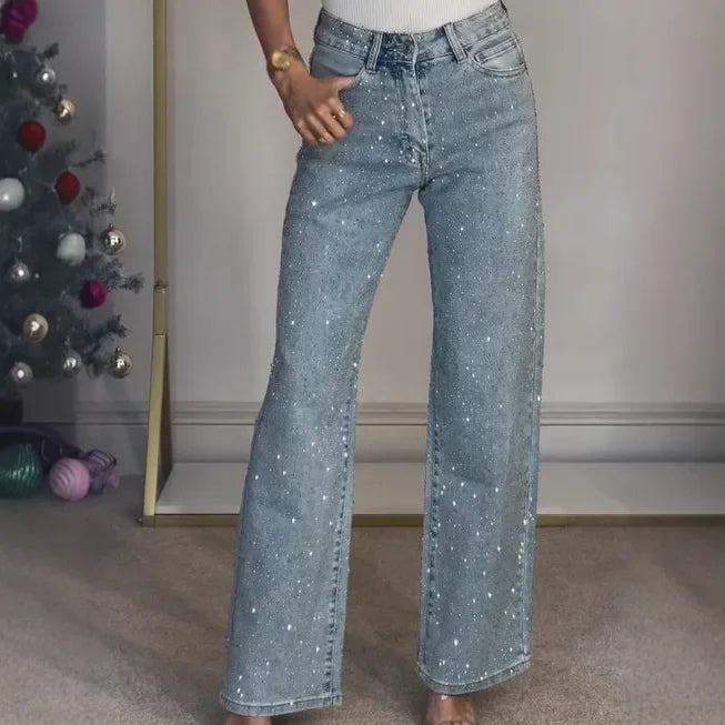 Maya | High waist glitter mom jeans
