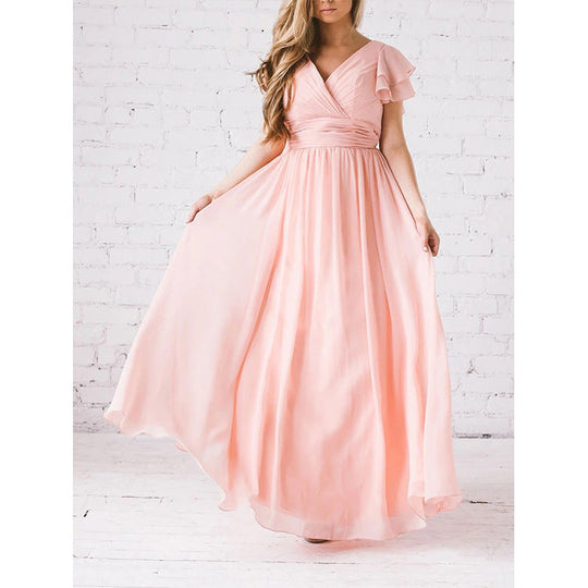 Melanie | Elegantes und praktisches V-Ausschnitt Maxikleid Halslinie
