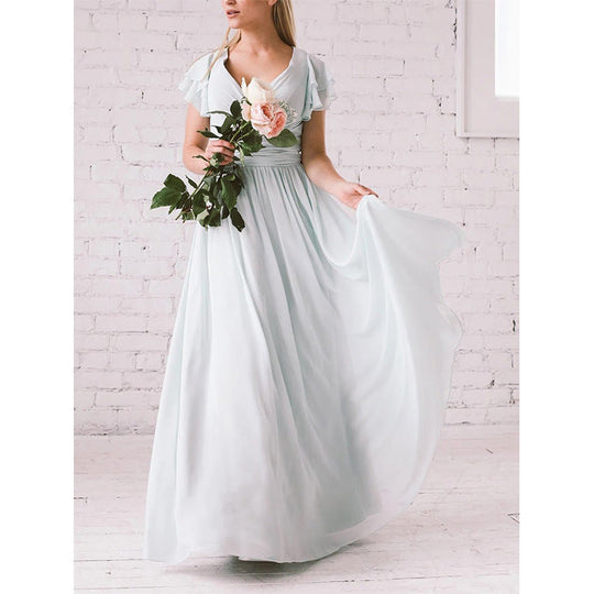 Melanie | Elegantes und praktisches V-Ausschnitt Maxikleid Halslinie