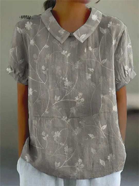 Melanie | Elegant cotton summer blouse with floral print
