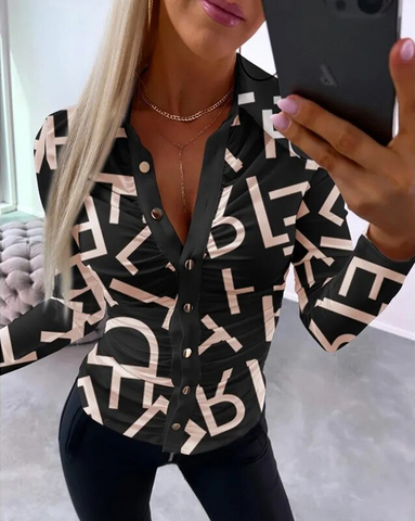 Michelle | Casual, comfortabele top met vintage print