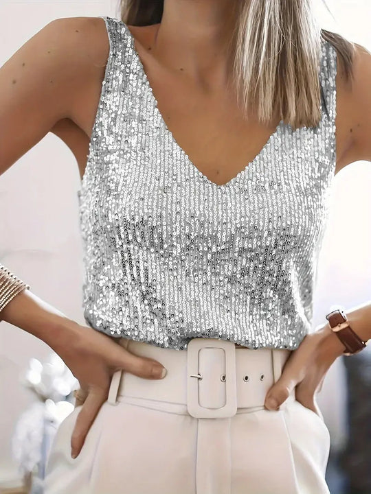 Michelle | Tank top with V-neck and sequins