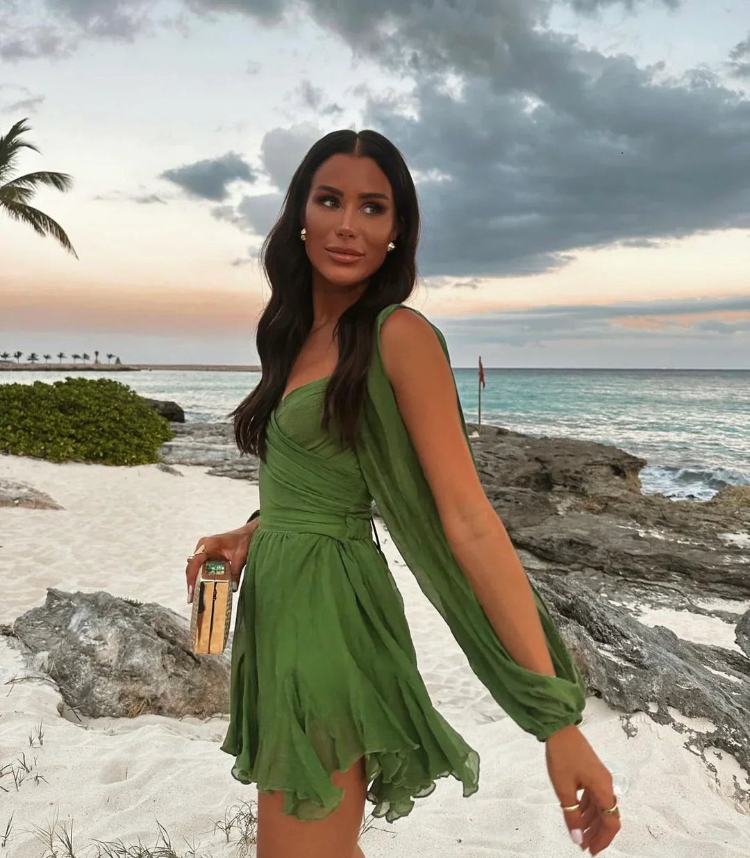 Mila | Open dress mini dress with balloon sleeves