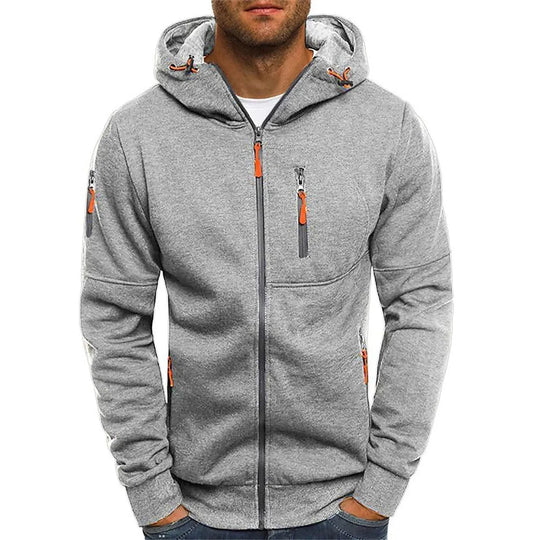 Sportieve herenjack Rik met capuchon en ritssluiting, perfect voor een actieve levensstijl.