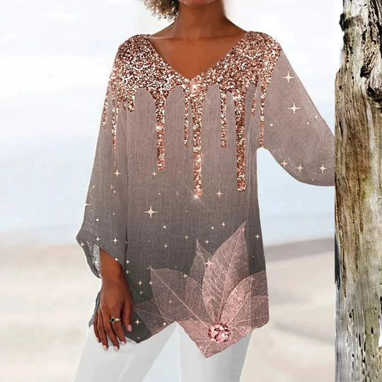 Nadine | Trendy top with long sleeves and V-neck
