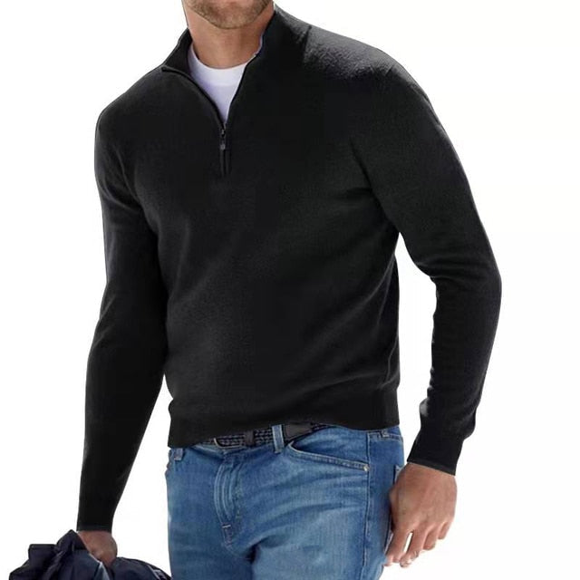 Modebewuste heren sweater met een subtiele ritsdetail.