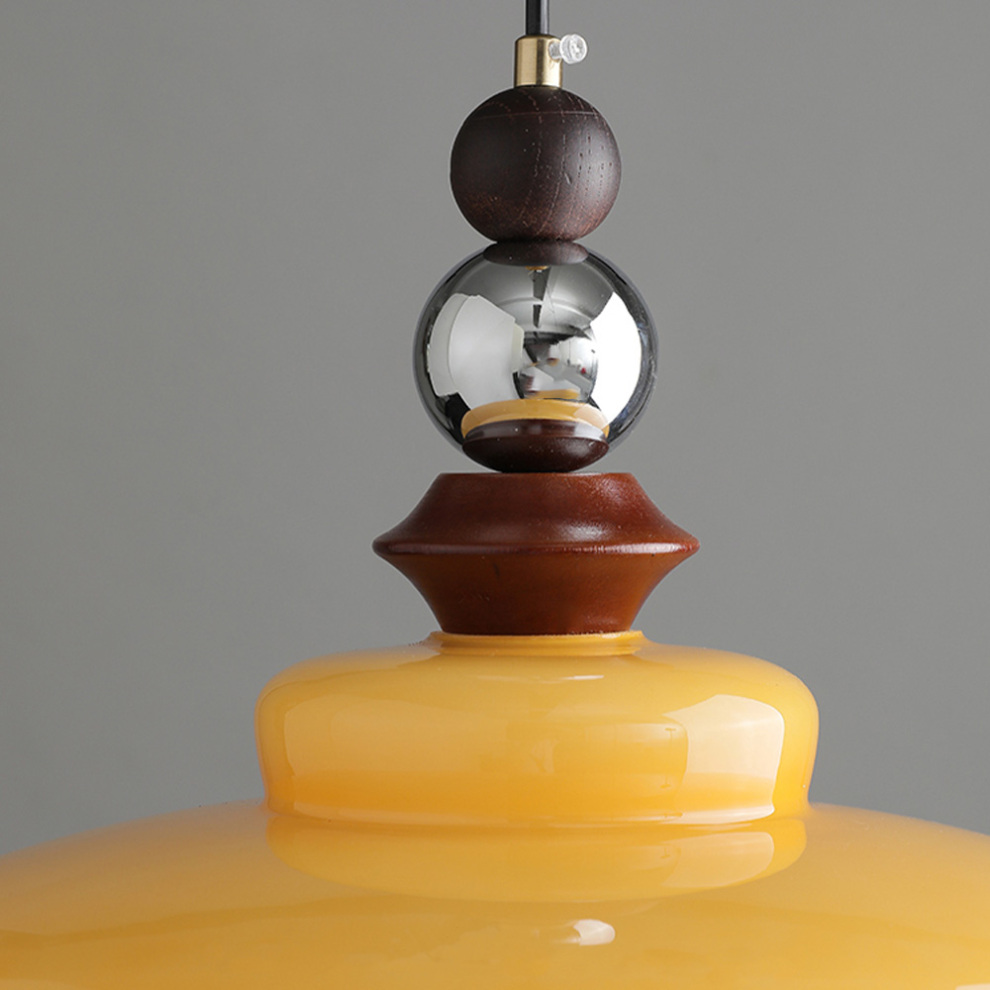 LumoVita | Lampada a sospensione da tavolo da pranzo in vetro medievale | Beige