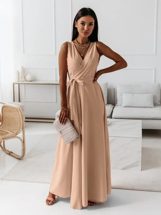 Sofia - Elegantes langes Abendkleid für Damen mit Taillenband