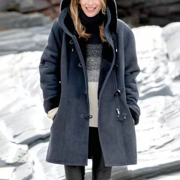 Mila | Damen Klassischer Duffelcoat | Dunkelgrau