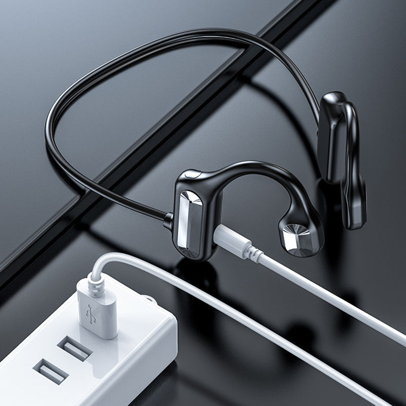 Bone conduction-hoofdtelefoon met draadloos geluid - SoundFlex, ideaal voor een comfortabele luisterervaring.