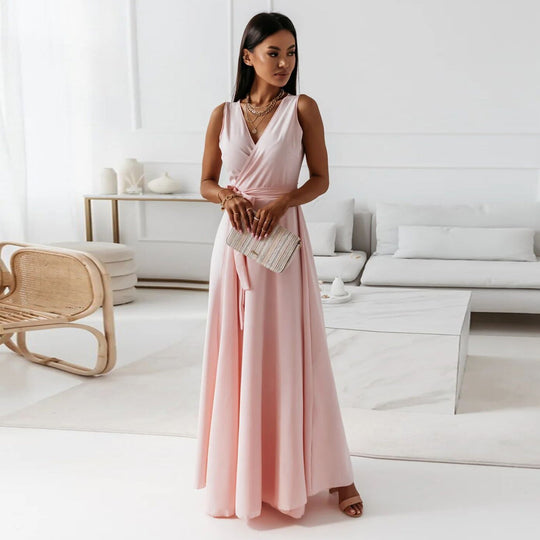 Sofia - Elegantes langes Abendkleid für Damen mit Taillenband