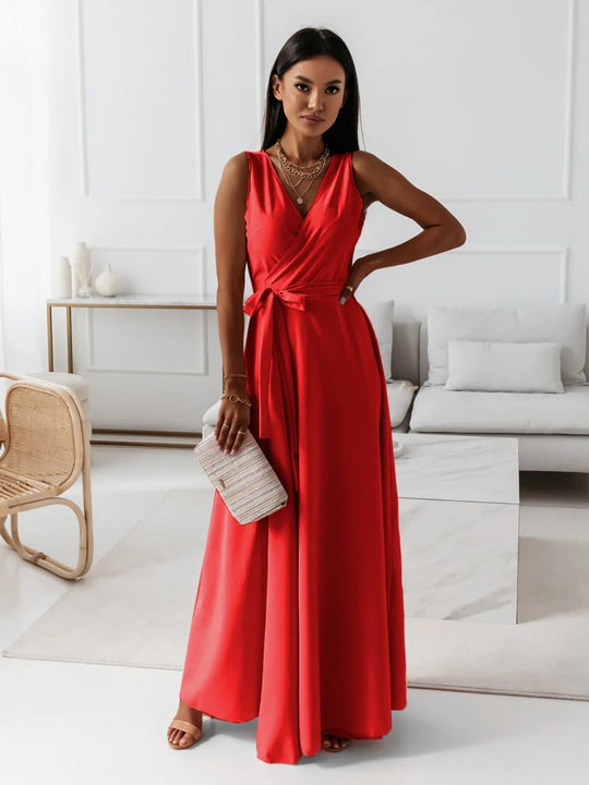 Sofia - Elegantes langes Abendkleid für Damen mit Taillenband