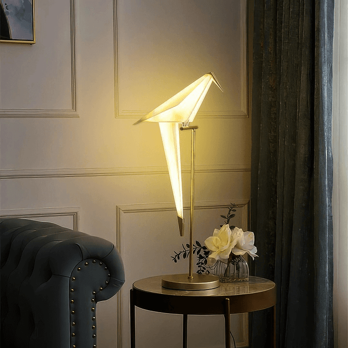 Oriva | Goldene künstlerische Origami-Vogel-Lampe | Gold