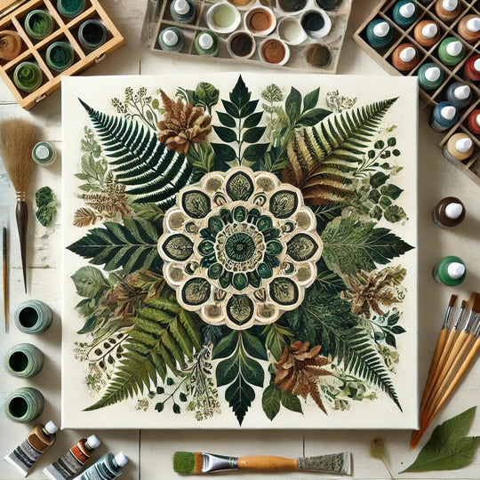 ZenBloom | Mandala botanico pittura con diamanti | Verde