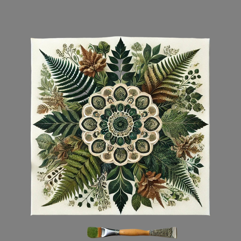 ZenBloom | Mandala botanico pittura con diamanti | Verde