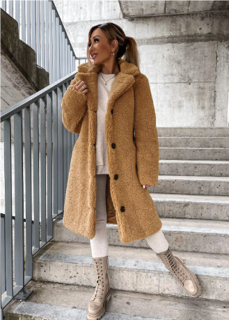 Lotte - Warm Teddy Women's Jacket with Button Closure