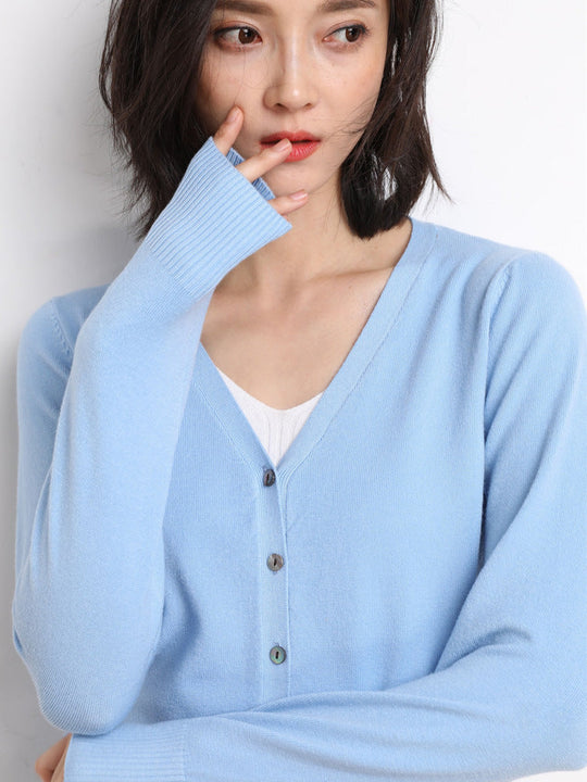 Rebecca | Long Jersey Cardigan with V-Neck
