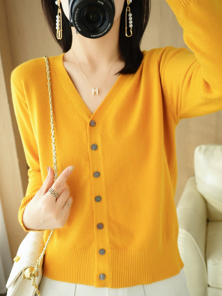 Rebecca | Long Jersey Cardigan with V-Neck