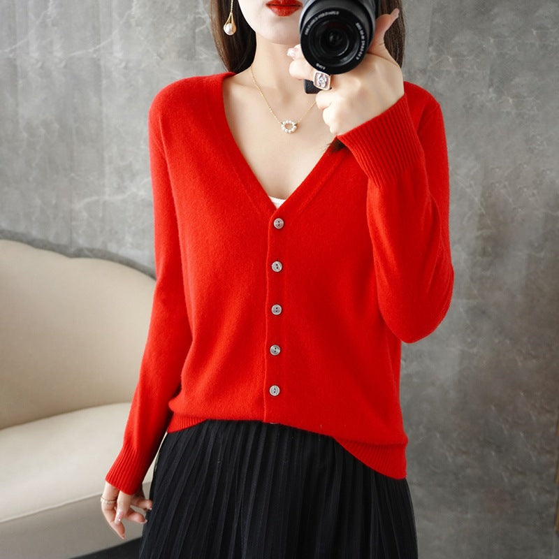 Rebecca | Long Jersey Cardigan with V-Neck