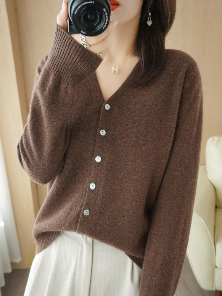 Rebecca | Long Jersey Cardigan with V-Neck