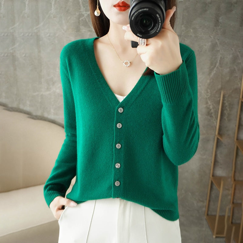 Rebecca | Long Jersey Cardigan with V-Neck