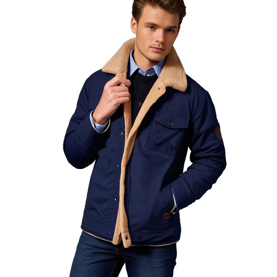Herenjas met knoop- en ritssluiting voor extra comfort.