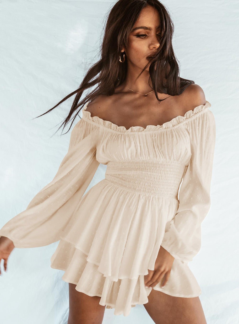 Ria | Elegant Off Shoulder Dress with Sleeves